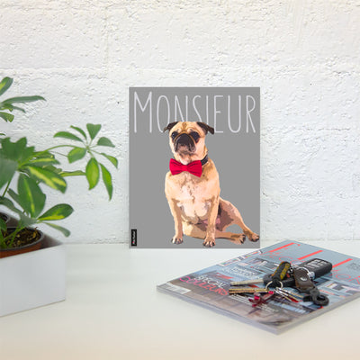Dog art of Pug printed on poster